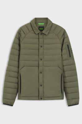 Shirt-style jacket in water-repellent fabric, Khaki