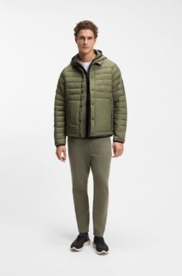 Shirt-style jacket in water-repellent fabric, Khaki