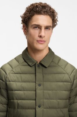 Shirt-style jacket in water-repellent fabric, Khaki