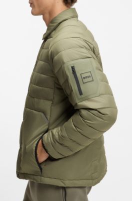 Shirt-style jacket in water-repellent fabric, Khaki