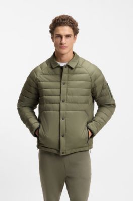 Shirt-style jacket in water-repellent fabric, Khaki