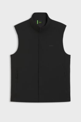 Water-repellent gilet in stretch fabric with logo detail, Black