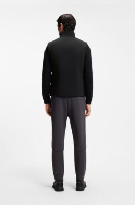 Water-repellent gilet in stretch fabric with logo detail, Black