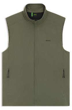 Water-repellent gilet in stretch fabric with logo detail