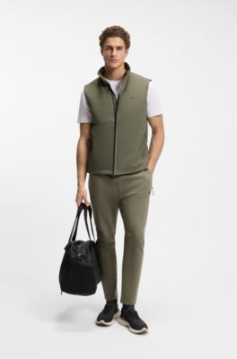 Water-repellent gilet in stretch fabric with logo detail, Olive