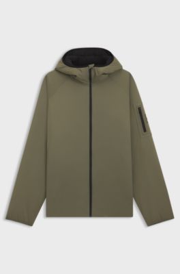 Water-repellent jacket with adjustable hem, Olive