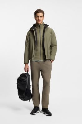 Water-repellent jacket with adjustable hem, Olive