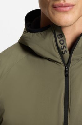 Water-repellent jacket with adjustable hem, Olive