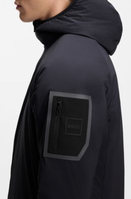 Wasserabweisende Jacke mit verstellbarem Saum, Dunkelblau