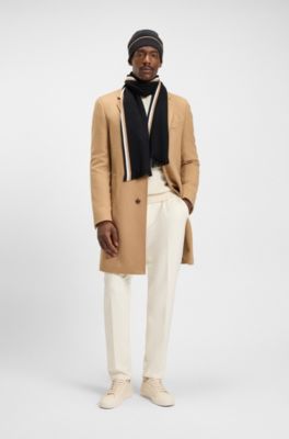 Hat and scarf gift set with stripe details, Black