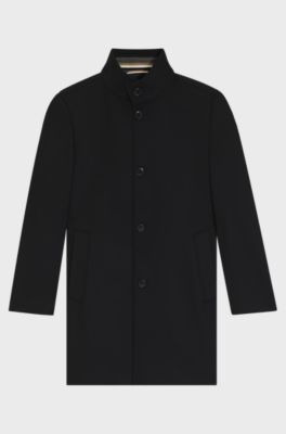 Slim-fit coat in wool and cashmere, Black
