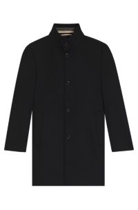 Slim-fit coat in wool and cashmere, Black