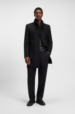 Slim-fit coat in wool and cashmere, Black