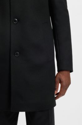 Slim-fit coat in wool and cashmere, Black