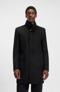 Slim-fit coat in wool and cashmere, Black