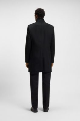 Slim-fit coat in wool and cashmere, Black