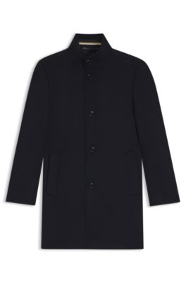 Slim-fit coat in wool and cashmere, Dark Blue