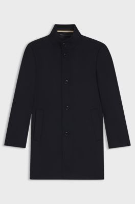 Slim-fit coat in wool and cashmere, Dark Blue