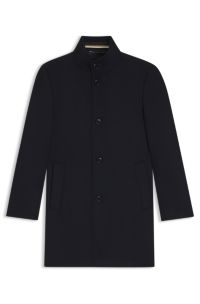Slim-fit coat in wool and cashmere, Dark Blue