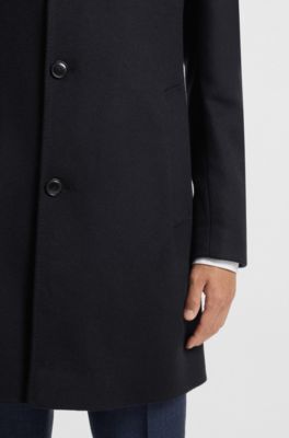 Slim-fit coat in wool and cashmere, Dark Blue