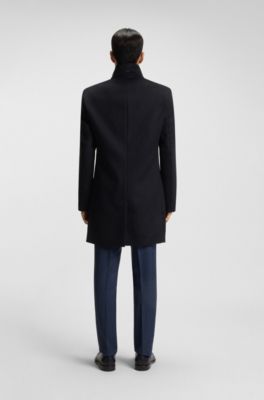 Slim-fit coat in wool and cashmere, Dark Blue