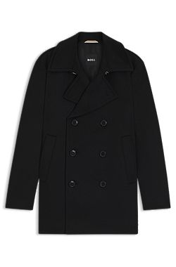 Slim-fit peacoat in wool and cashmere