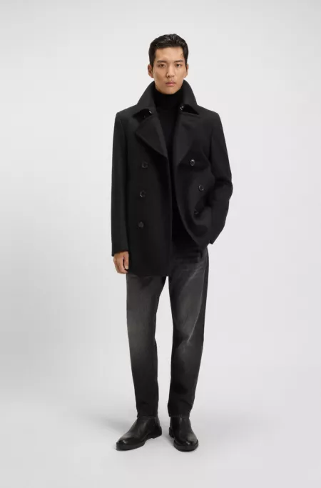 Slim-fit peacoat in wool and cashmere