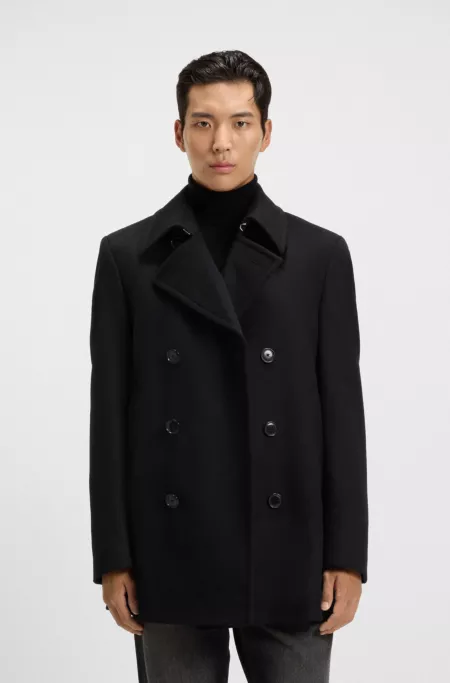 Slim-fit peacoat in wool and cashmere