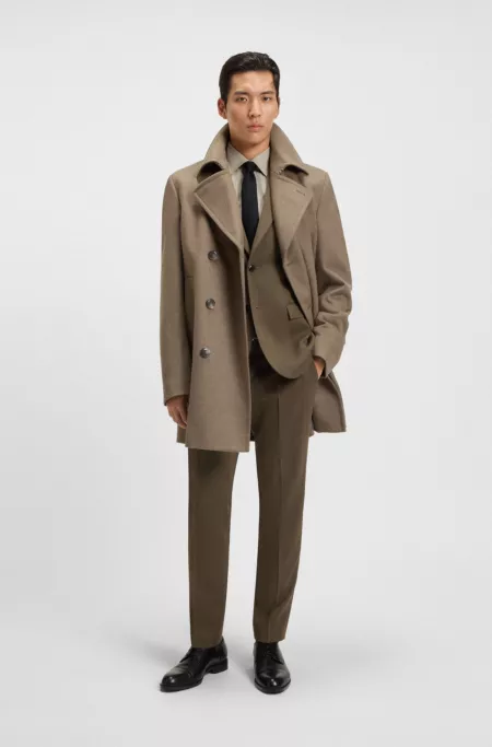 Slim-fit peacoat in wool and cashmere