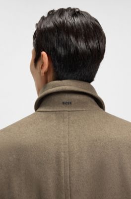 Slim-fit peacoat in wool and cashmere, Light Brown