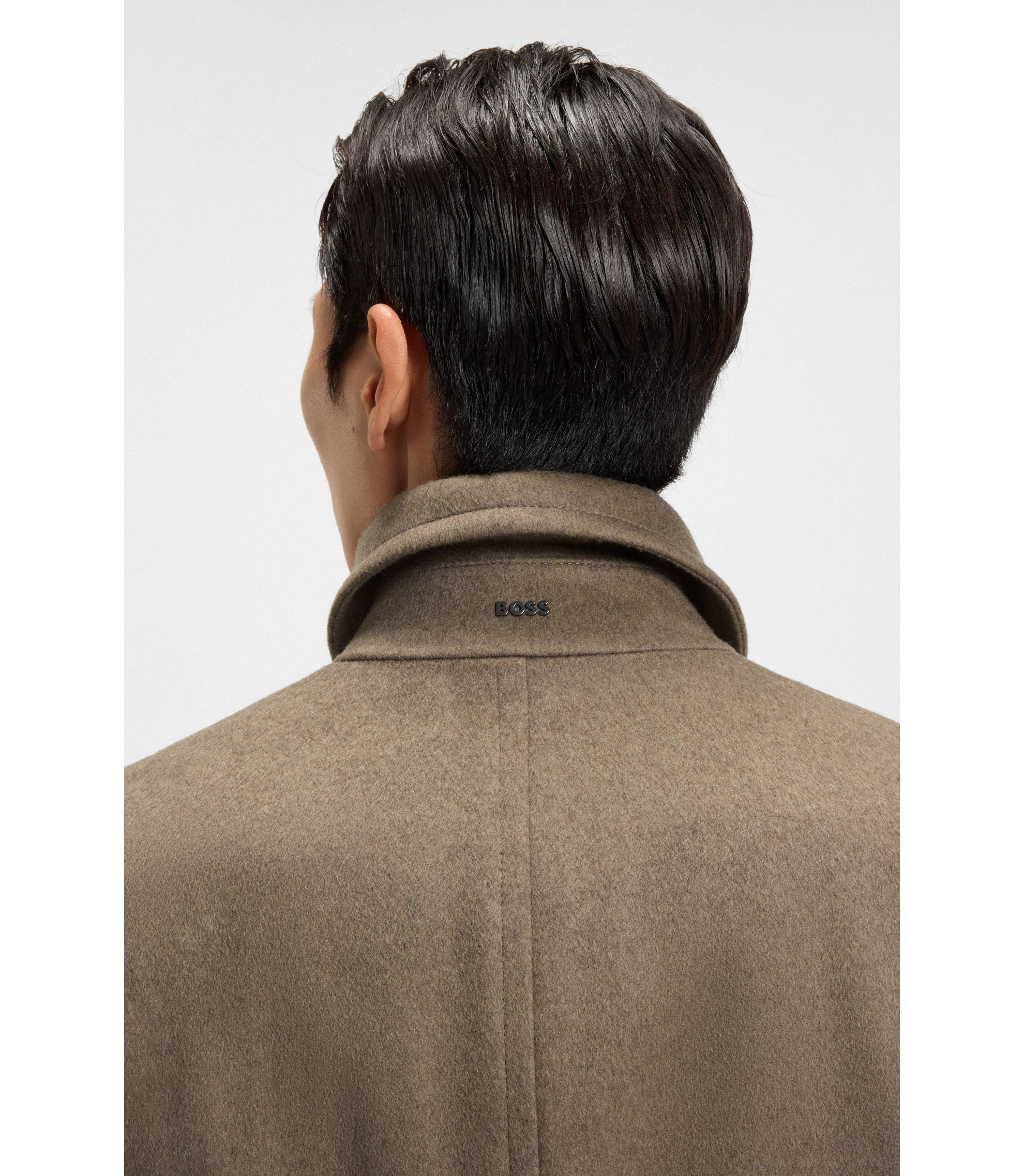 BOSS - スリムフィット ピーコート ウール/カシミア - ライトブラウン