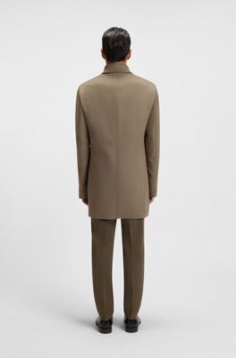 Slim-fit peacoat in wool and cashmere, Light Brown