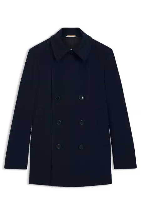 Slim-fit peacoat in wool and cashmere