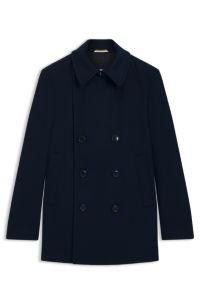 Slim-Fit Caban aus Woll-Mix mit Kaschmir, Dunkelblau