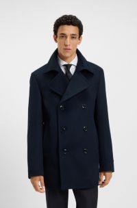 Caban Slim en laine et cachemire, Bleu foncé
