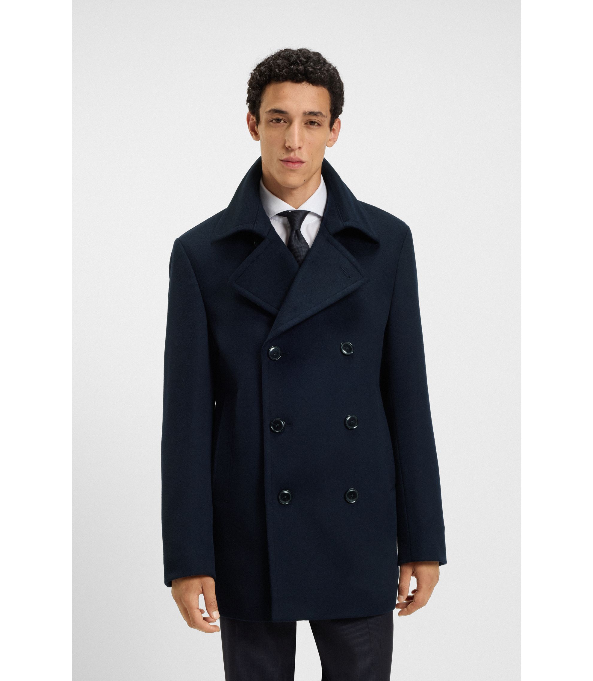 Slim-Fit Caban aus Woll-Mix mit Kaschmir