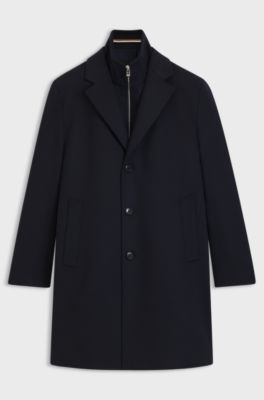 Regular-fit wool-cashmere coat with detachable inner vest, Dark Blue
