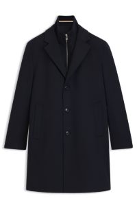 Regular-fit wool-cashmere coat with detachable inner vest, Dark Blue
