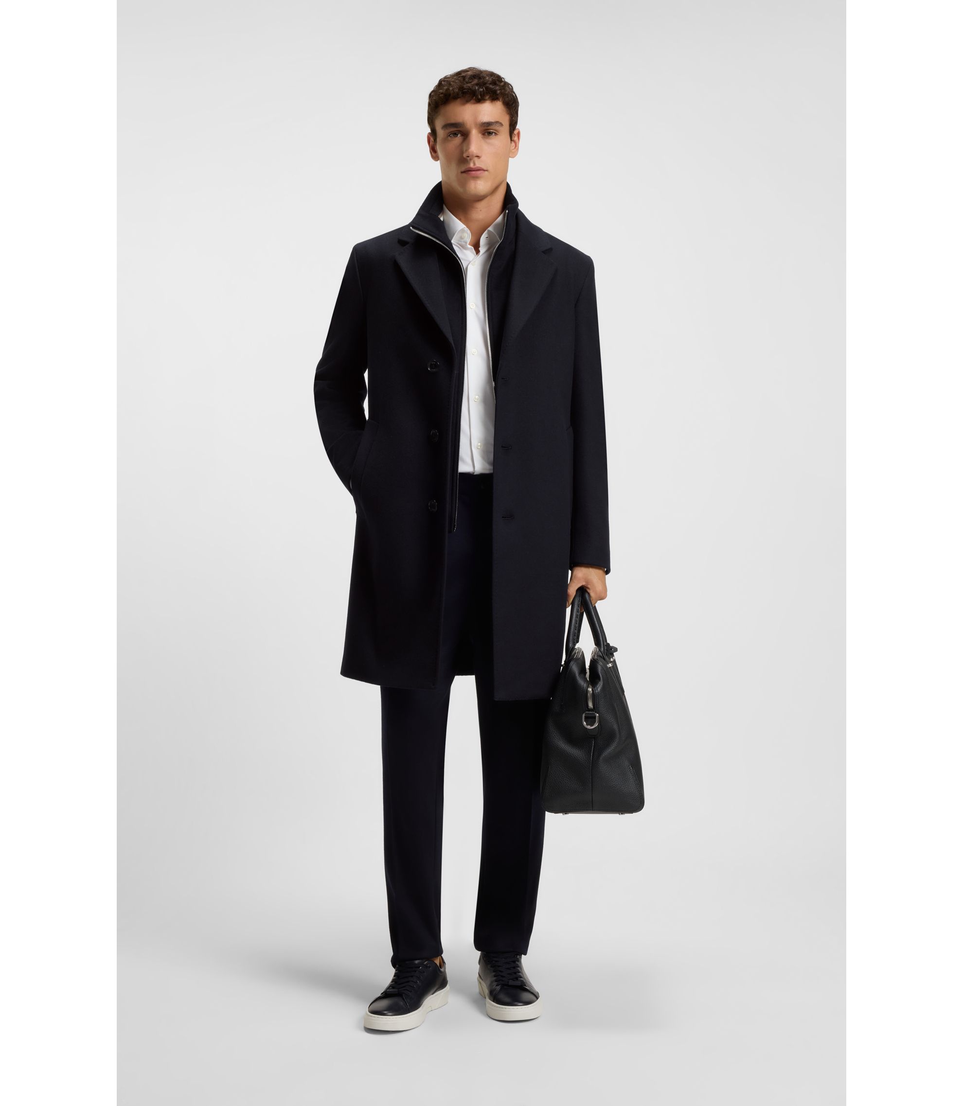 BOSS - Regular-fit wool-cashmere coat with detachable inner vest