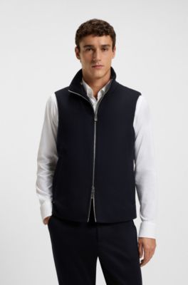 Regular-fit wool-cashmere coat with detachable inner vest, Dark Blue