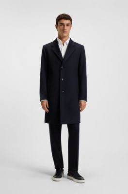 Regular-fit wool-cashmere coat with detachable inner vest, Dark Blue