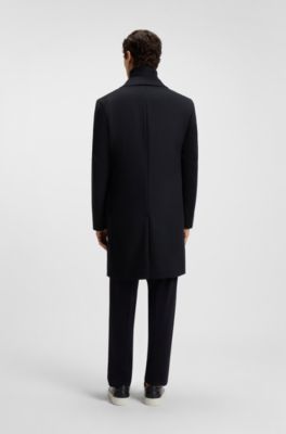 Regular-fit wool-cashmere coat with detachable inner vest, Dark Blue