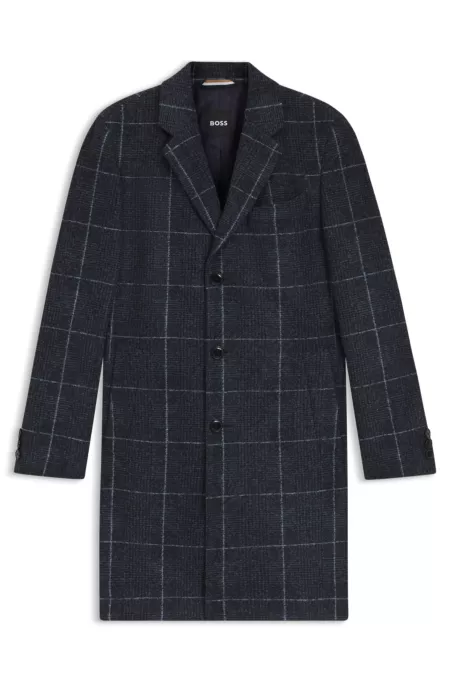 Slim-fit coat with plain check