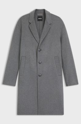 Relaxed-fit coat in a melange wool blend, Light Grey