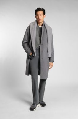 Relaxed-fit coat in a melange wool blend, Light Grey