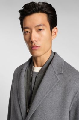 Relaxed-fit coat in a melange wool blend, Light Grey