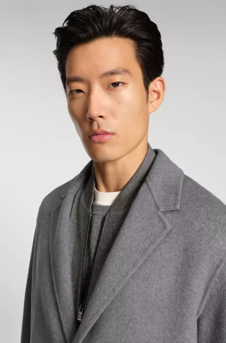 Relaxed-fit coat in a melange wool blend