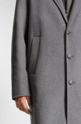 Relaxed-fit coat in a melange wool blend, Light Grey