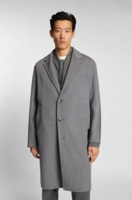 Relaxed-fit coat in a melange wool blend, Light Grey