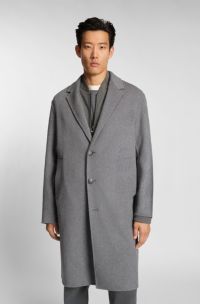 Relaxed-fit coat in a melange wool blend, Light Grey